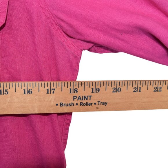 Lauren Ralph Lauren Pink Linen Shirt S Utility Button Down Coastal Chic - Picture 6 of 8